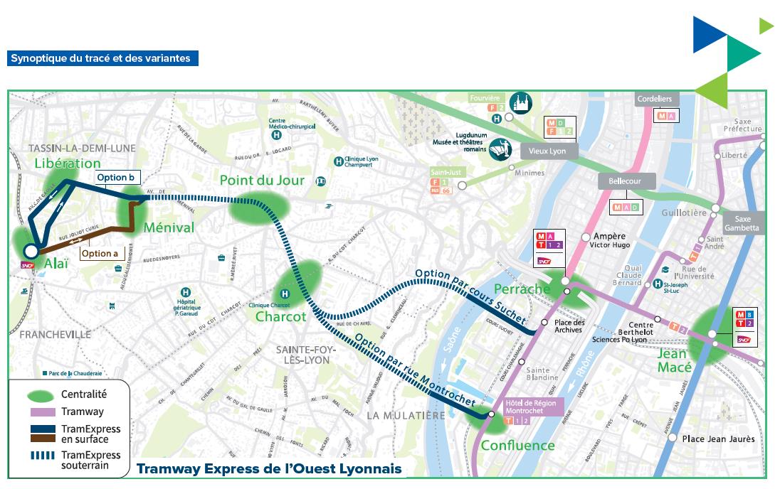 cartographie sytral tracé teol tram express ouest lyonnais